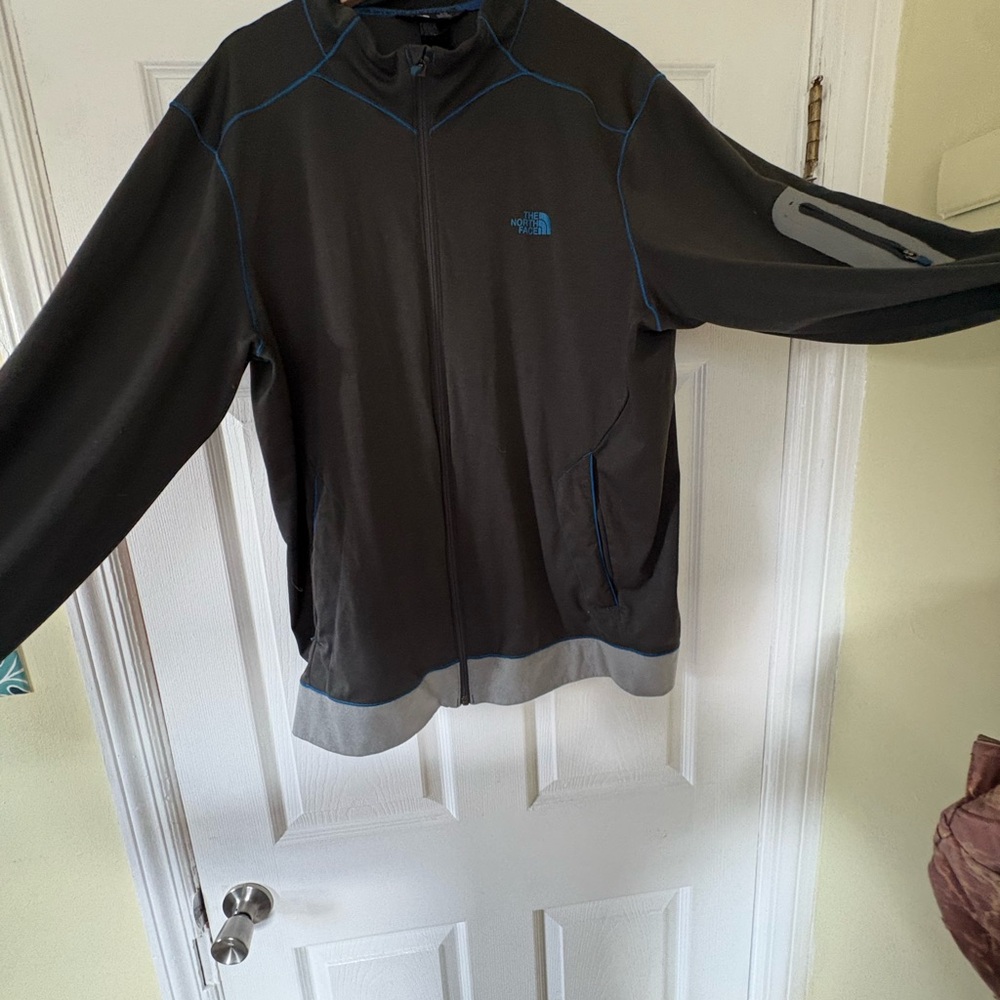 The North Face Men's Performance Jacket in Gray with Blue Accents